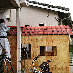 部屋全体/バイク小屋製作中！/塗り壁/Rドア/バイクガレージ...などのインテリア実例 - 2018-10-23 16:16:37