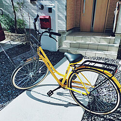 玄関/入り口/サイクリング日和/自転車/黄色い自転車/ママチャリ...などのインテリア実例 - 2022-01-16 20:27:49