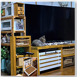 木箱/テレビ台DIY/木製家具/テレビまわり/猫と暮らす...などのインテリア実例 - 2022-01-05 19:19:38