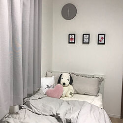 ベッド周り/グレー/ニトリ/IKEA/アートフレームのインテリア実例 - 2018-10-12 23:36:08