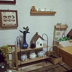 棚/玄関飾り/おうちモチーフ/ダイソー/リボン刺繍...などのインテリア実例 - 2017-07-18 09:33:10