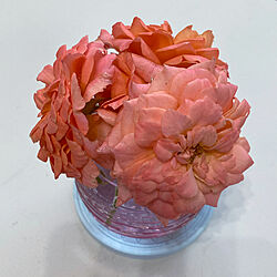 薔薇/オレンジ/花のある暮らし/ガラスの花瓶/ベッド周りのインテリア実例 - 2021-09-18 09:48:34