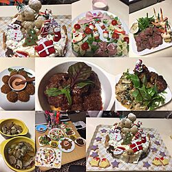 部屋全体/クリスマスディナー/クリスマス/セリアの食器達。。/夕食photo...などのインテリア実例 - 2016-12-24 19:30:23