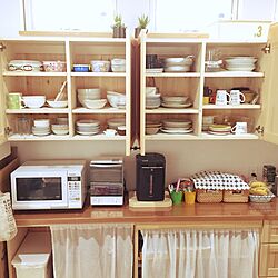 キッチン/バナナがそのまま出てる/もっとカフェっぽくしたい/造作食器棚/造作家具...などのインテリア実例 - 2017-04-19 12:08:08