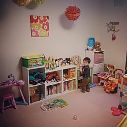 子供部屋　/ポンポンフラワー/マリメッコファブリックボード/マリメッコのインテリア実例 - 2014-02-04 12:05:16