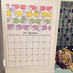 壁/天井/モノトーンも色も好き/スヌーピー/カレンダー自作/自作カレンダーのインテリア実例 - 2015-12-03 21:54:33