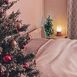 間接照明/クリスマスツリー150cm/クリスマス/ベッド周りのインテリア実例 - 2023-03-06 12:57:52