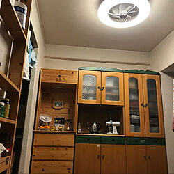 食器棚/リビング照明/DIY/壁/天井/シーリングファンライトのインテリア実例 - 2021-12-25 18:27:11