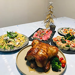 クリスマスディナー/クリスマスツリー/机のインテリア実例 - 2019-12-26 22:15:36