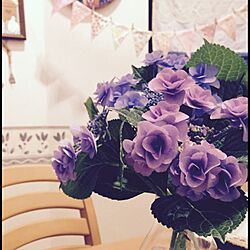 机/紫陽花、紫色、ダイニングテーブルのインテリア実例 - 2015-06-09 22:49:39