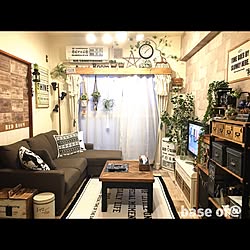 部屋全体/カーテンボックスDIY/ふすまリメイク/ワインボックス柄壁紙/nanakoさんのプラハン♡...などのインテリア実例 - 2017-06-21 08:14:46