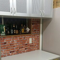 キッチン/ダイソー/れんが壁紙のインテリア実例 - 2016-03-17 18:38:46