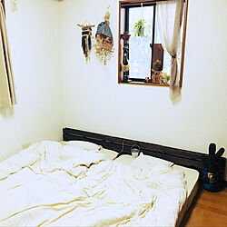 ベッド周り/yuriyanaちゃんのウィービング♡/ドライフラワーのある暮らし/ストールをカーテンに/bohemian style...などのインテリア実例 - 2018-02-22 16:34:44
