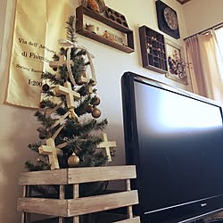 リビング/テレビカバーが欲しい/ナチュラルなツリーを目指して/オーナメント作り/Xmas...などのインテリア実例 - 2015-12-09 11:18:15