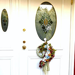 玄関/入り口/2018.12.29☀/ステンドグラスの玄関ドア/しめ縄飾り作りました/お正月...などのインテリア実例 - 2018-12-29 15:06:18