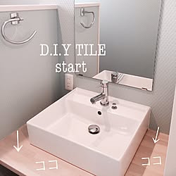 バス/トイレ/DIY-tile/洗面台周り/D.I.Y TILE/D.I.Y....などのインテリア実例 - 2016-03-17 17:31:52