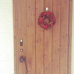 玄関/入り口/ニトリのクリスマス飾り/玄関ドア/Xmasリース/Xmas雑貨...などのインテリア実例 - 2015-12-10 09:56:20