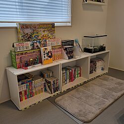 棚/図書館みたいな♡/学校用品の収納場所/カラーボックス/ホワイトが好き...などのインテリア実例 - 2023-04-20 08:46:56