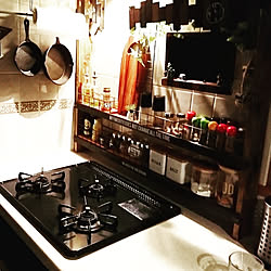 キッチン/DIY女子/調味料棚DIY/夜のキッチン/ハンドメイドのインテリア実例 - 2018-11-16 17:34:03