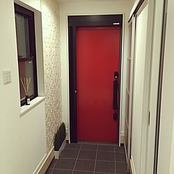 玄関/入り口/タッチキー/シューズクローゼット/赤いドア/IKEA...などのインテリア実例 - 2016-03-27 20:47:17