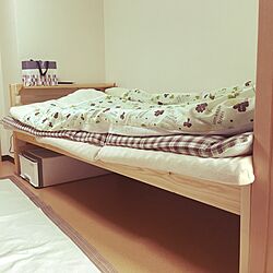 ベッド周り/山善モノトーンボックス応募/一人暮らし/IKEAのインテリア実例 - 2017-07-01 07:37:15