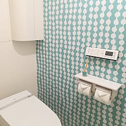 バス/トイレ/トイレのインテリア/トイレットペーパーホルダー/トイレの壁/水色×白...などのインテリア実例 - 2020-12-11 15:30:52