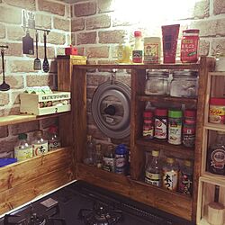 キッチン/セリア 木製ボックス/DIY/スパイスラック/調味料棚...などのインテリア実例 - 2016-03-04 20:32:59