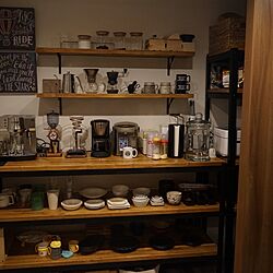 coffee time/アイアン棚/DIY食器棚/男前/DIY...などのインテリア実例 - 2016-02-22 12:00:59