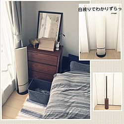 ベッド周り/何でも入れる旦那、ほんとはパンパン（笑）/パジャマ入れはニトリ/無印良品ベッドカバー/ピカソ...などのインテリア実例 - 2017-02-13 11:55:57