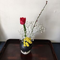 机/チューリップ/桃の花/花器のインテリア実例 - 2017-03-03 14:02:25
