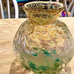 吹きガラスで作った花瓶/ガラス/オブジェ/手作り/カフェ風...などのインテリア実例 - 2022-01-02 14:09:16