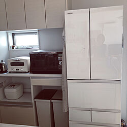 白い冷蔵庫/アラジントースター/ラッセルホブス カフェケトル/キッチンのインテリア実例 - 2021-04-28 10:58:44