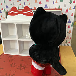 ぬいぐるみコスチューム猫耳フードマント/クリスマスの棚/背景ボード/サンタさんの仕事場/ダイソー...などのインテリア実例 - 2022-11-10 14:31:58