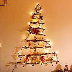 壁/天井/巻き結び/LEDライト/枝/クリスマスツリー...などのインテリア実例 - 2016-11-23 21:21:29