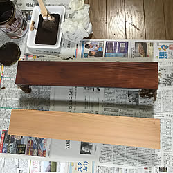 ニッペ 水性木部保護塗料/カーテンボックスDIY/2018.3.29/カーテンボックス作成中/DIYの作業中...などのインテリア実例 - 2018-03-29 15:47:37