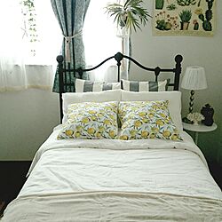 ベッド周り/IKEA/フレンチシック/コウモリラン/観葉植物...などのインテリア実例 - 2017-07-02 09:03:05