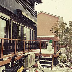 玄関/入り口/ウッドデッキ/雪だるま/雪/木...などのインテリア実例 - 2016-01-25 14:21:21