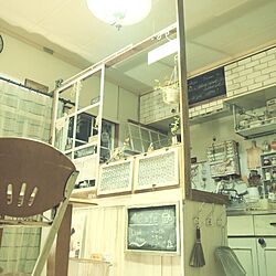 キッチン/団地/カフェ風なキッチンにしたい！/DIY/窓枠風DIY...などのインテリア実例 - 2014-04-08 00:49:11