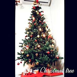 リビング/クリスマスツリー出しました/赤×ゴールド/クリスマスツリー180cm/シンプルが好き...などのインテリア実例 - 2015-11-03 17:43:22