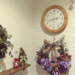 時計/むらさきの花が好き/クリスマス雑貨/クリスマスリース/掛け時計...などのインテリア実例 - 2020-12-02 02:46:27