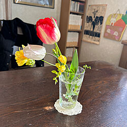 お部屋に花を/花瓶はプラコップ/リメイクシール/花瓶DIY/花瓶の代用品...などのインテリア実例 - 2023-03-30 08:00:43