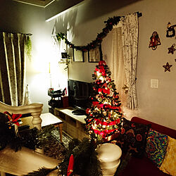 部屋全体/フレンチ/クリスマス飾り/ブルーの壁/赤いリボン...などのインテリア実例 - 2018-12-09 21:18:50