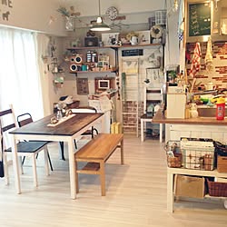 部屋全体/無印のベンチ/IKEAのダイニングテーブルリメイク/ナチュラルインテリアのインテリア実例 - 2015-06-27 13:15:09