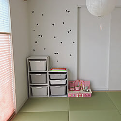 部屋全体/キッズスペース(和室)/こどものいる暮らし/おもちや収納/トロファスト風...などのインテリア実例 - 2018-03-16 13:59:46