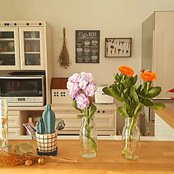キッチン/花瓶のお花/新築/カウンター上/植物のある暮らし...などのインテリア実例 - 2021-03-26 21:37:05