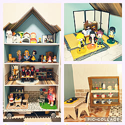 部屋全体/ドールマンション/セリアリメイクシート/ダイソーリメイクシート/ニトリのワイドカラーボックス...などのインテリア実例 - 2022-05-29 19:28:34