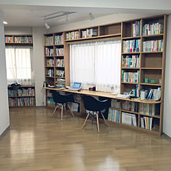 部屋全体/書斎/本棚/書斎部屋/並んで座れる机...などのインテリア実例 - 2020-01-04 09:10:39