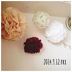 壁/天井/フラワーポンポン/秋風に♡のインテリア実例 - 2014-09-12 12:57:25