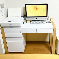 机/白のインテリア/iMac/ホワイト×ウッド/プリンター...などのインテリア実例 - 2016-09-18 02:54:47