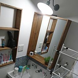 入居後/タイル貼り/IKEAの鏡/洗面所/ニッチ...などのインテリア実例 - 2017-04-02 21:54:10